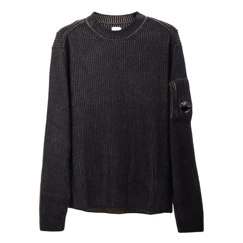C.P. Company Knitwear Crewneck in Fleece Knit Wallnut 359 17CMKN212A Degli Uberti